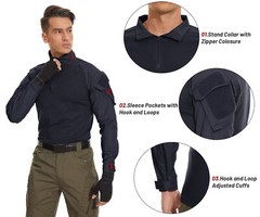 Men’s Tactical T-Shirts 1/4 Zip Hiking Training Casual Work Rip-Stop T-Shirts