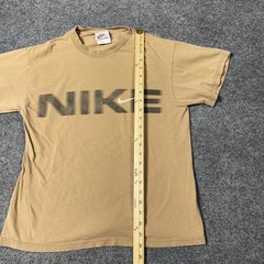 Vintage Nike Shirt Mens Small Brown Big Logo Spellout Graphic Tee Made USA 90s