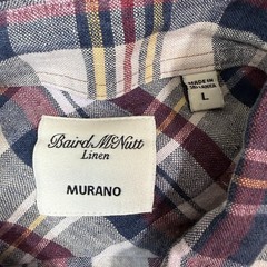 Murano Shirt Men L Plaid Multicolor Linen Button Front Baird McNutt Casual