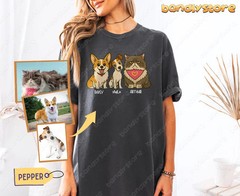 Custom Pet Portrait Comfort Tee Personalized Dog Cat Photo Shirt Gift Idea