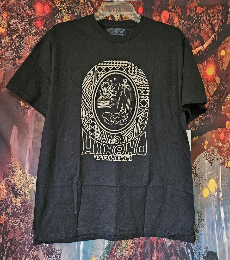 Hinano Tahiti Men’s Black Tiki Graphic Logo Crew Neck Short Sleeve T-Shirt M