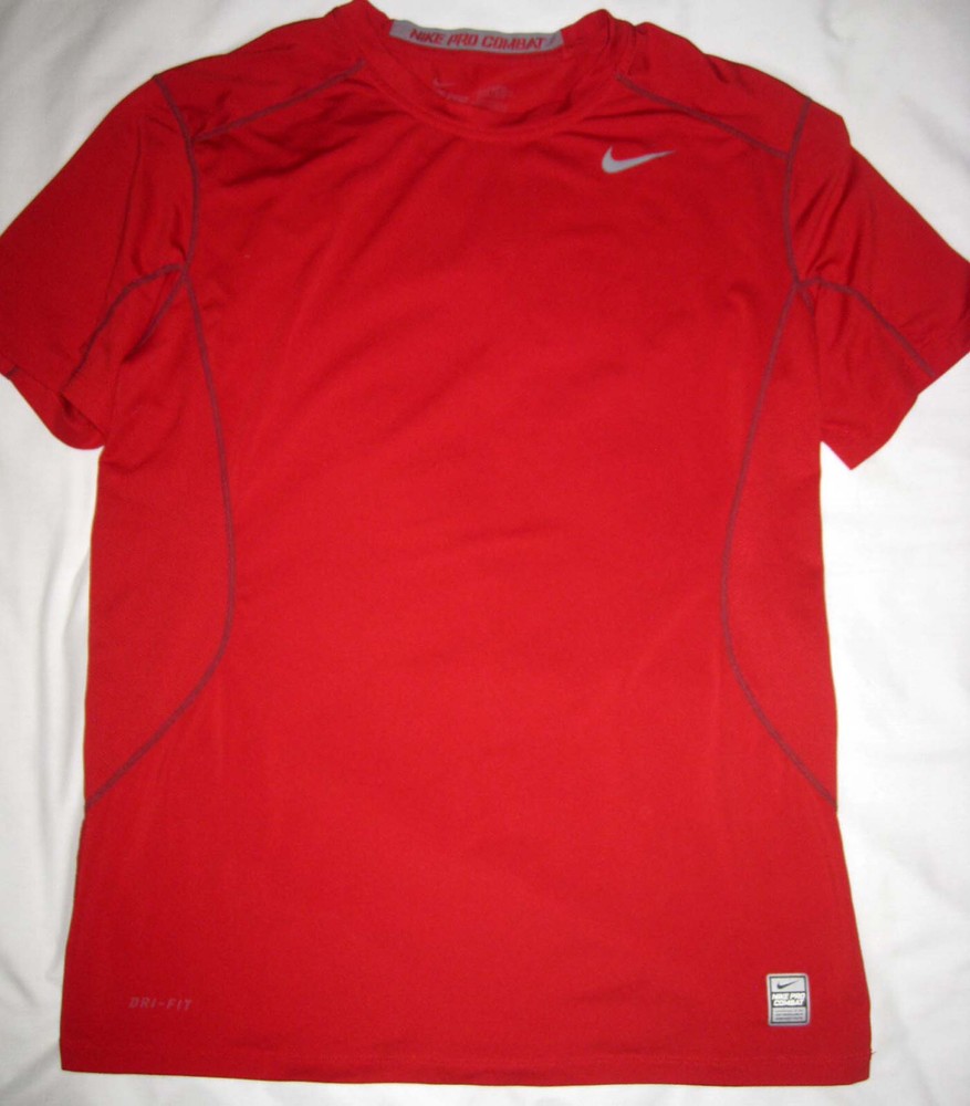 NIKE ® Pro COMBAT – Poly Spandex – Red – L Large – T Shirt – New NWOT