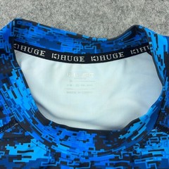 Huge Sports Rash Guard Mens XL Blue Digital Camo Long Sleeve Compression