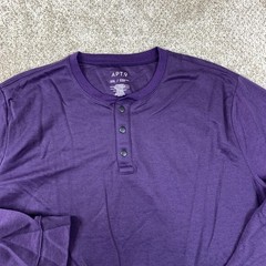APT9 Premier Flex Henley Men’s XXL Purple Long Sleeve Casual