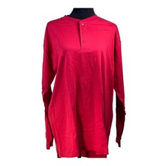 Britches Mens XL Red Long Sleeve Combed Cotton Henley Shirt 3 Button causal