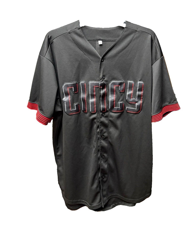 Men’s Black/Red Graphic Logo Button-Front Short Sleeve Polyester T-Shirt XXL