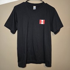Morpho Men’s Flag Black T-Shirt Small 100% Peruvian Cotton Republica Del Peru