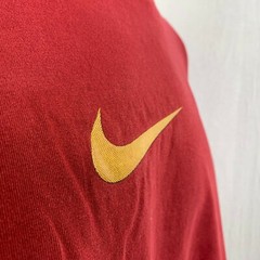 Nike Glossy Gold Swoosh Logo T Shirt Vintage 90s Red Grey Tag Size XL