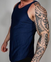 MEN’S BLUE MESH SLEEVELESS SHIRT SIZE LARGE