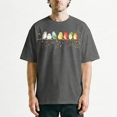 Cute Colorful Birds Branch T-Shirt Adorable Bird Family Tee