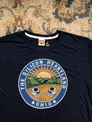 Homage Silicon Heartland Ohio Shirt Mens XL Blue Graphic Tee Soft Crewneck
