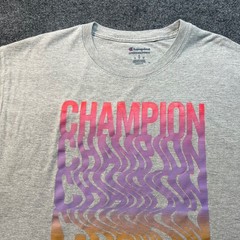 Champion Mens T-Shirt Large Gray Short Sleeve Logo Athletic Casual