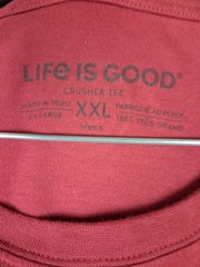 Life Is Good Mens Shirt 2XL Red Mr Fix It Weekend Crew Crusher Casual Dad