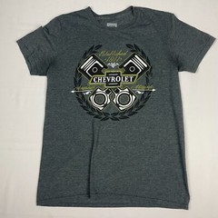 Chevrolet GM T-Shirt Medium Heathered Gray Car Engine Logo Chevy Casual 38/40