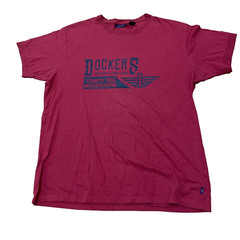 Dockers Khakis T Shirt Men XL Red Retro Laundry Finish Vtg 90s Spellout Tee XL