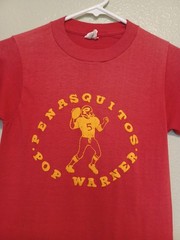Vintage Panasquutos Pop Warner Red T-Shirt Size Small runs smaller Used As-Is