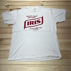 Vintage 80s Iris Quality Foods California USA Advertisement Shirt Size Large