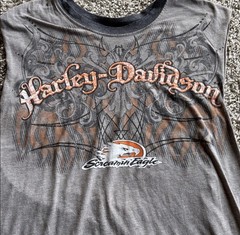 Harley-Davidson Vintage Screamin Eagle Men’s Cuff Off Grey Shirt Size XL