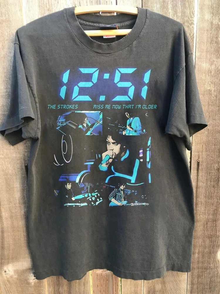 The Strokes Room On Fire Album Graphic T Shirt Charcoal S-5XL