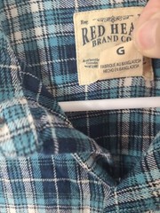 Red Head Mens Large Green Plaid Long Sleeve Button Up Flannel Shirt