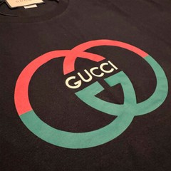 GUCCI Men’s Logo Printed T-Shirt Cotton Black Color Size S