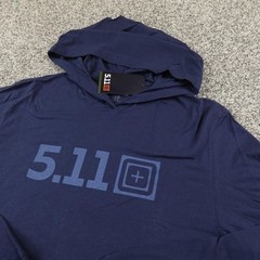 NEW 5.11 Tactical Shirt Mens L Blue Hooded Long Sleeve Hoodie Graphic Logo Tee