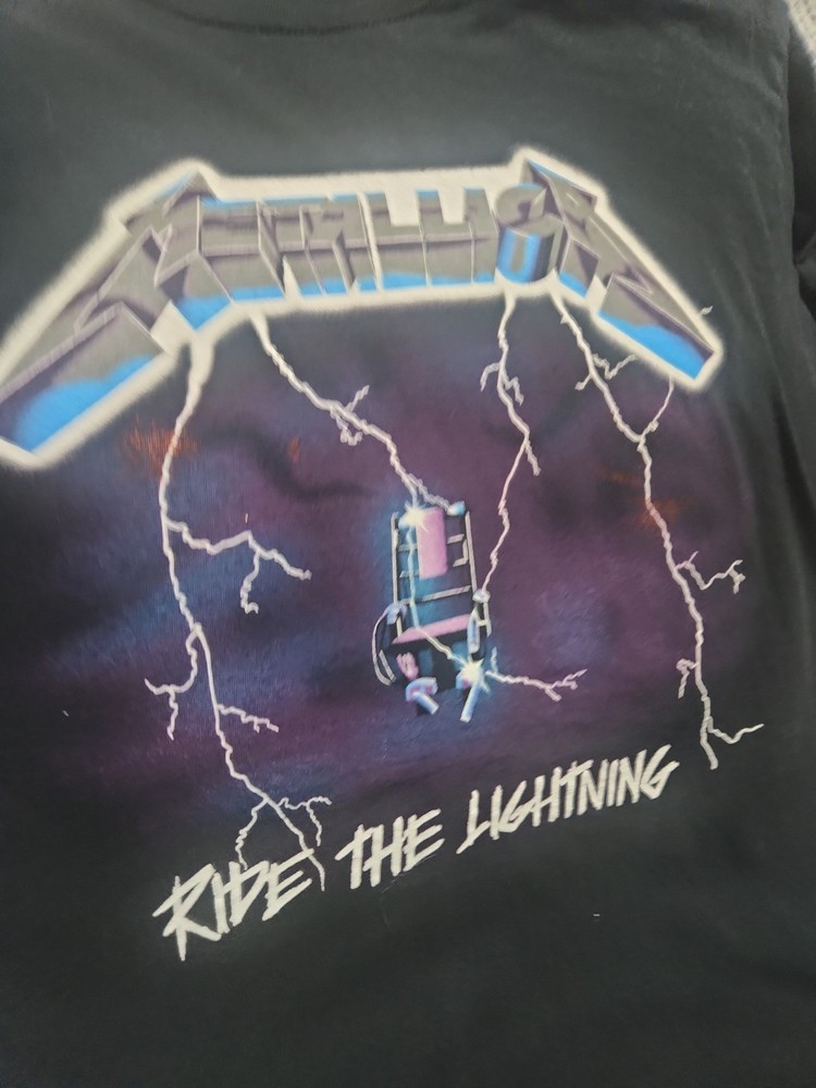 Metallica Ride The Lightning T-Shirt Mens Large Black Band Graphic Rock Heavy