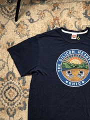 Homage Silicon Heartland Ohio Shirt Mens XL Blue Graphic Tee Soft Crewneck