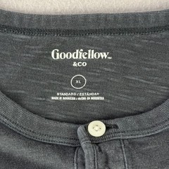 Goodfellow Henley Shirt Mens XL Gray Casual Short Sleeve Slub Cotton Minimalist