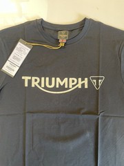 Triumph T-Shirt Mens Medium Cartmel Jet Black Spellout Logo Cotton Short Sleeve