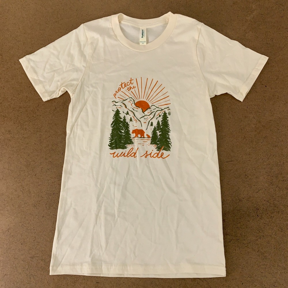 Royal Apparel Adult Size XS Cream Protect The Wild Side Graphic Short Sleeve Tee