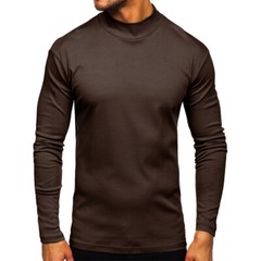 Zonbailon men’s t-shirt middle collar solid color bottomed t-shirt long sleeve