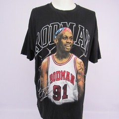 DENNIS RODMAN T-SHIRT Black Double Side Print Men’s XL Made in USA