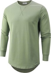 Mens 100% Cotton Pre-Shrunk Longline Crewneck T-Shirt Hip Hop Urban Style S-4XL