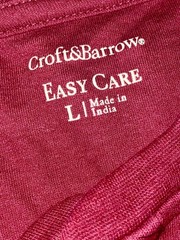 Croft & Barrow Men’s Easy Care Long Sleeve Henley T-Shirt – Size L – Red