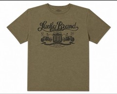 Lucky Brand T-Shirt Men’s M Olive Green Motorcycle Biker Short Sleeve Crew Neck