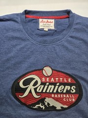 Red Jacket Brass Tacks Seattle Rainiers Crew Tee-Heather Grey Large embroidered