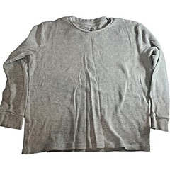 Jachs Mens Thermal Shirt Gray Waffle Knit Long Sleeve Size L Casual Layering