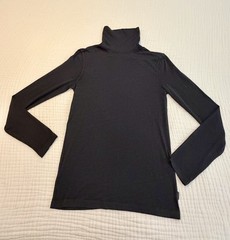 $128 John Varvatos XS Long Sleeve Turtleneck Tee in Charcoal Grey Cotton Blend