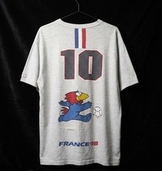 Vintage France 98 World Cup T Shirt Footix Mascot Coupe Du Monde Tee Gray AS IS