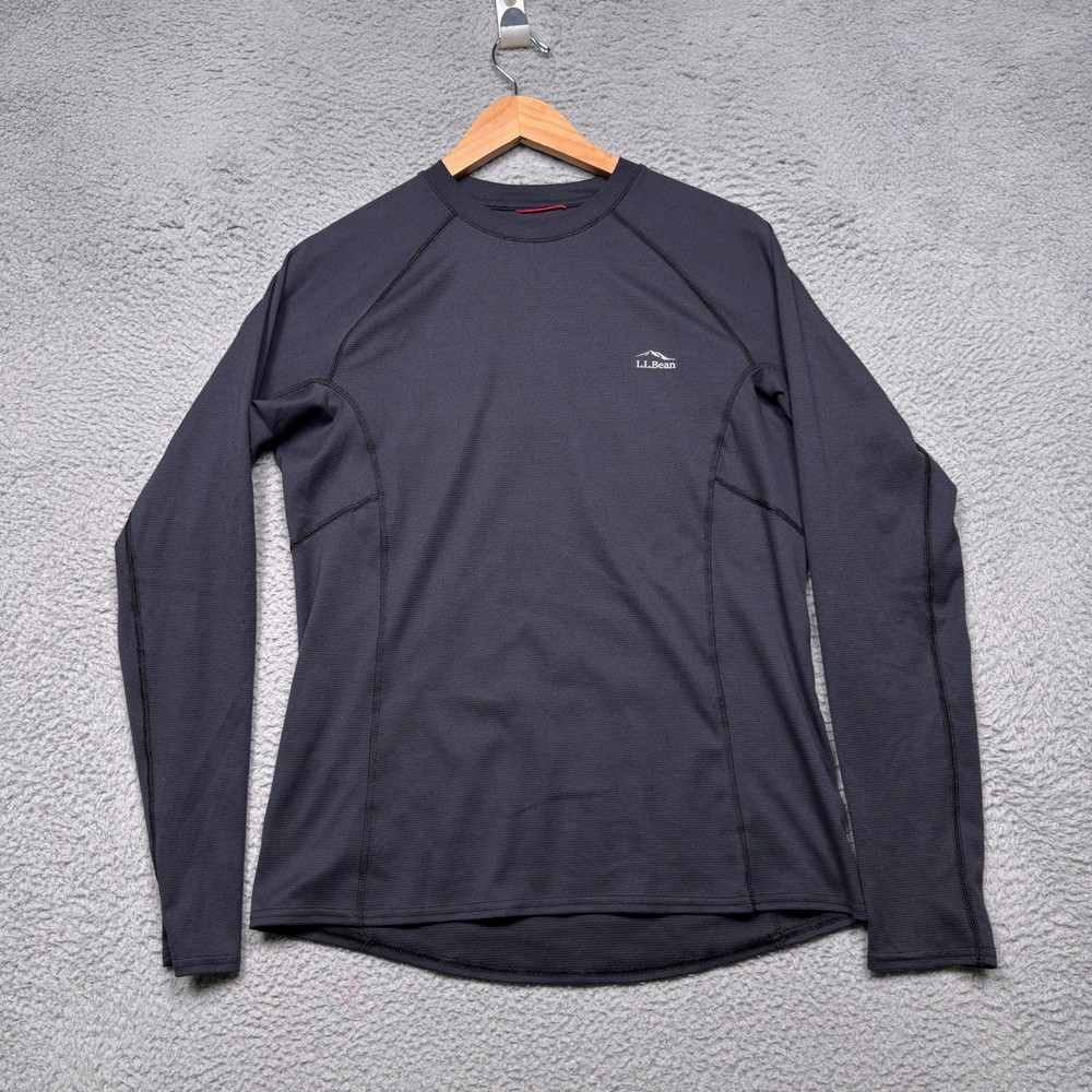 LL Bean Shirt Mens Medium Black Midweight Base Layer Performance Outdoor Hiking