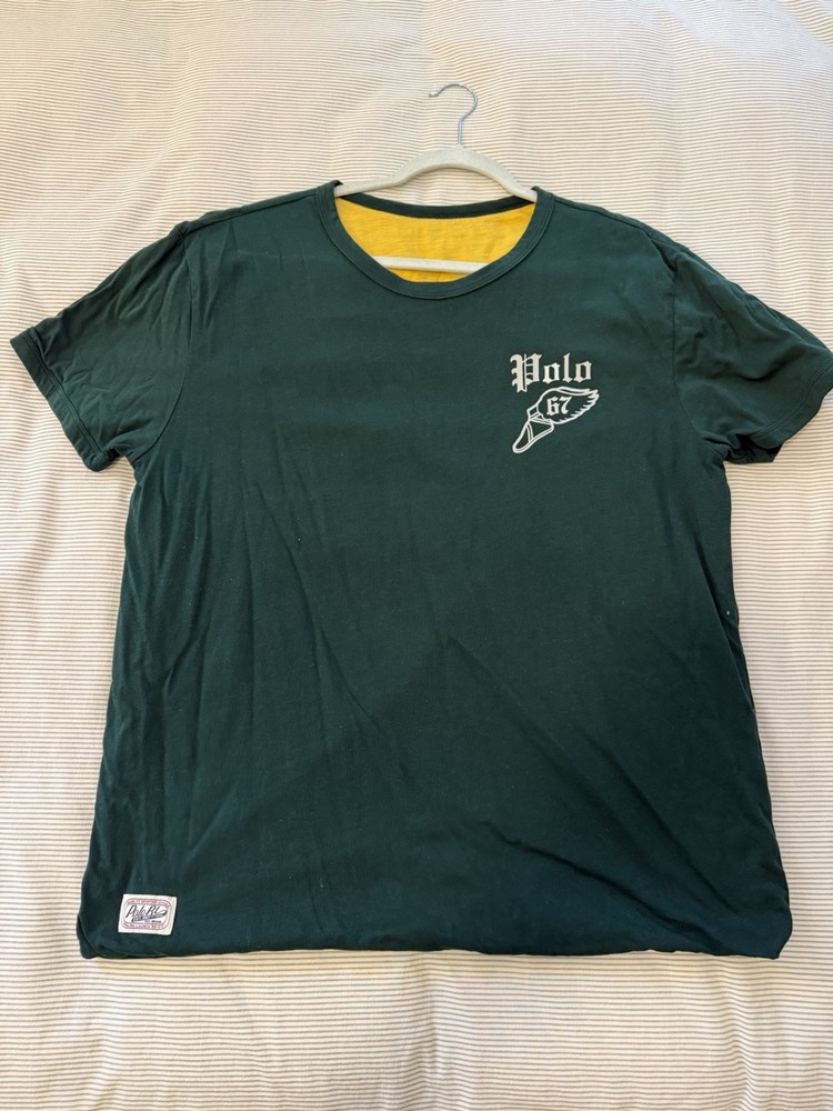 Polo Ralph Lauren Polo Athletic Reversible Heavyweight T Shirt Green Yellow