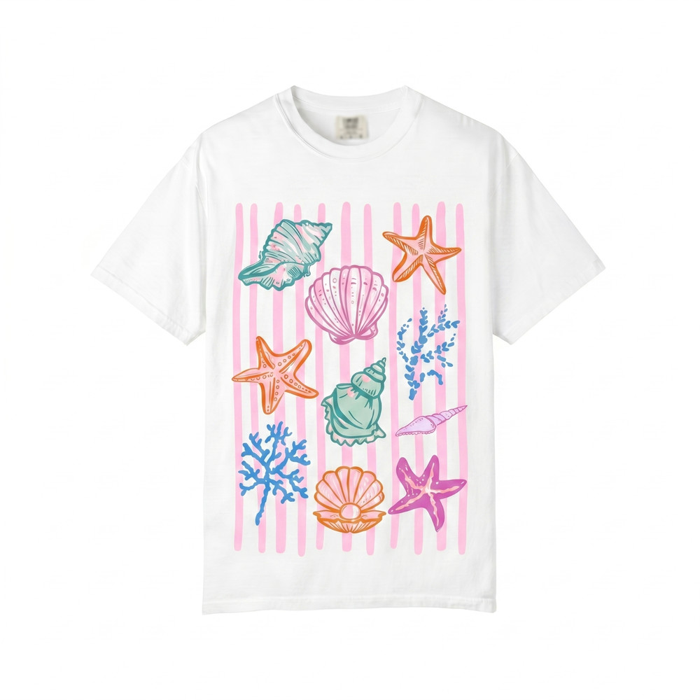 Seashell White Beach Summer Graphic Tee Ocean Lover Vacation Unisex T shirt