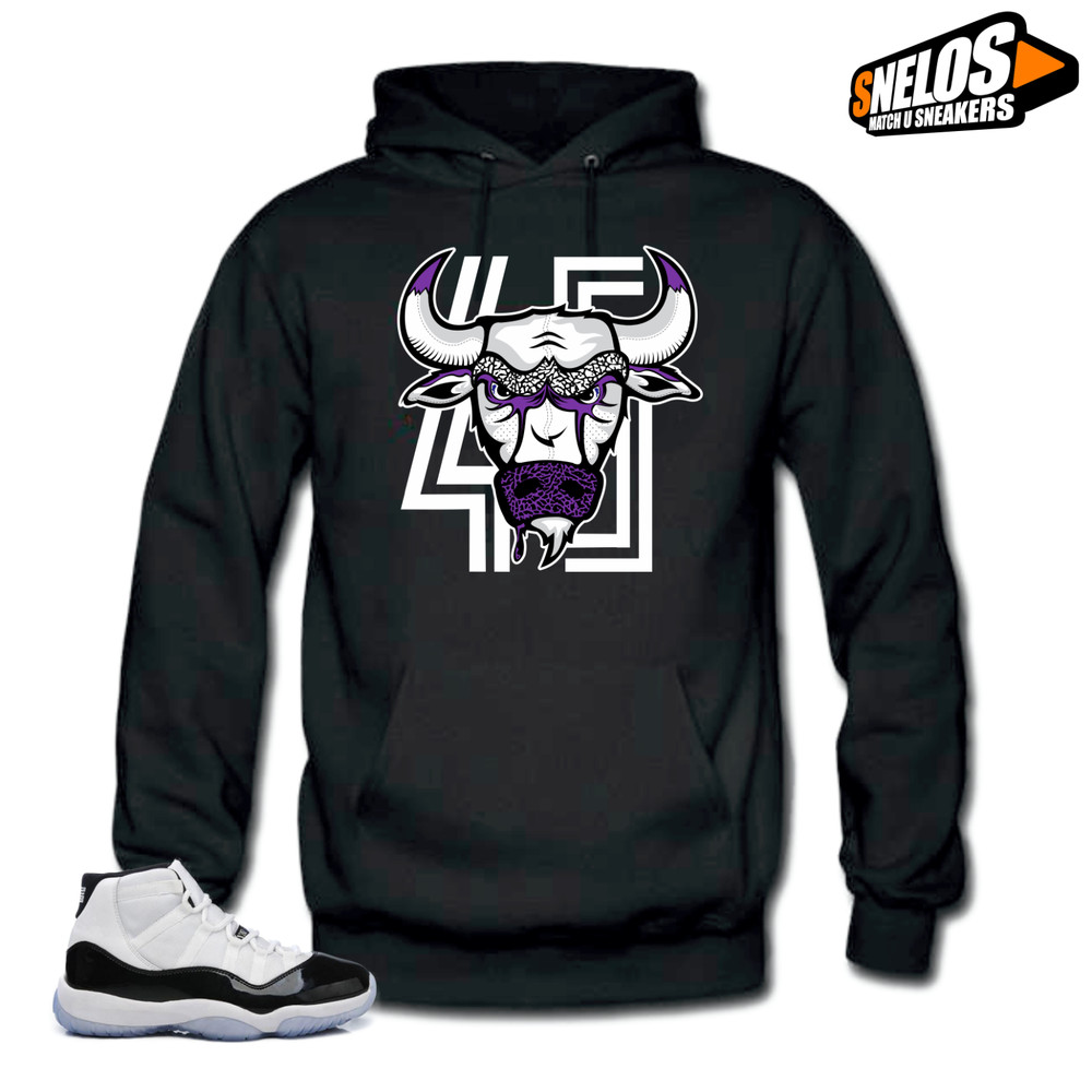 Hoodie to Match Jordan 11 Concord-Bull 45 Black