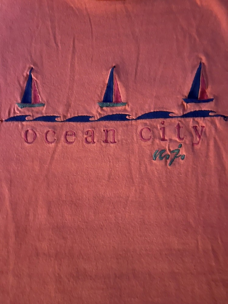 Ocean City New Jersey Sailboats Graphic Tee Shirt Size Large Color Orange
