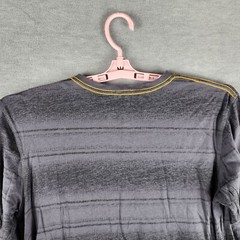 Vintage DKNY Men Shirt XL Gray Stripe Pullover Long Sleeve Tshirt EUC