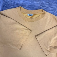 Uniqlo AIRism Oversized Crew Neck T-Shirt Mens Medium Mustard Yellow 455359