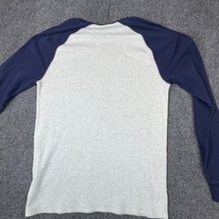 Old Navy Mens Size Large Raglan Thermal Shirt Gray Blue Waffle Knit Long Sleeve
