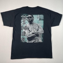 Usher Shirt Mens Large Black 2010 OMG Tour Concert Rap Tee R&B Double Sided