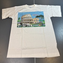 vintage roma rome colosseum t shirt cat art artist italy XL white single stitch